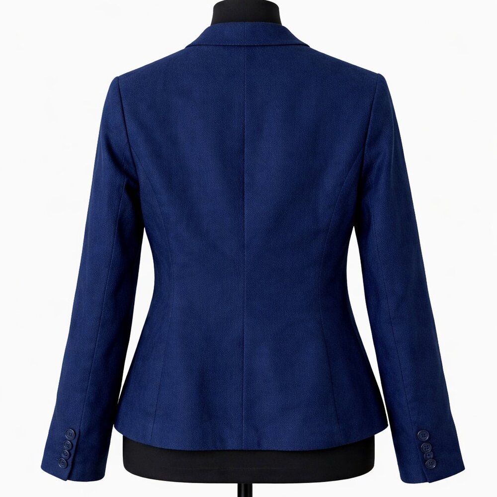 Kate Spade New York Tami Linen Blazer Jacket Size 2 Navy - Picture 3 of 6
